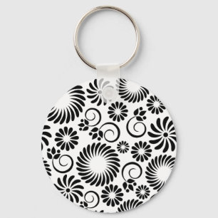 Black and white floral Keychain