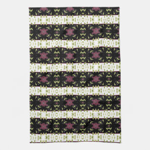 Black and White Floral Kitchen Tea Towel