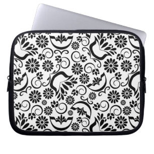 black and white floral Laptop Sleeve