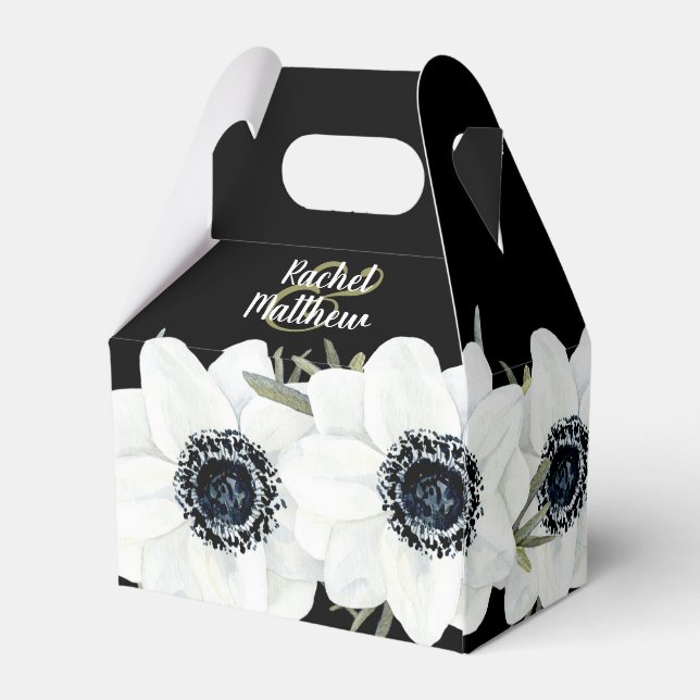 Black and White Floral Large Favour Box (Back Side)