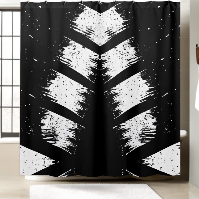 Black and White Floral Leaf Shower Curtain (Creator Uploaded)
