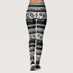 Black and white floral leggings
