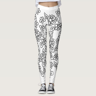 Black and white floral leggings