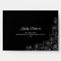 Black and White Floral Line Art Wedding 