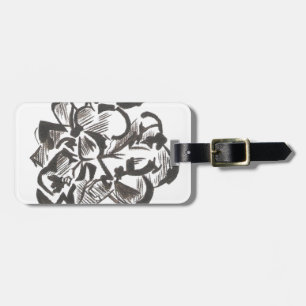 Black and White Floral Luggage Tag