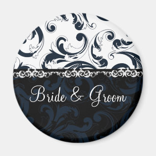 Black and White Floral Magnet