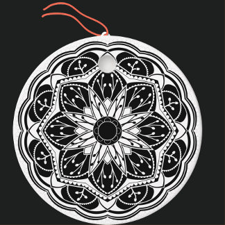 Black and white floral mandala favour tags