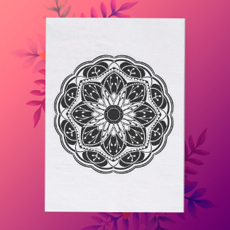 Black and white floral mandala tissue paper