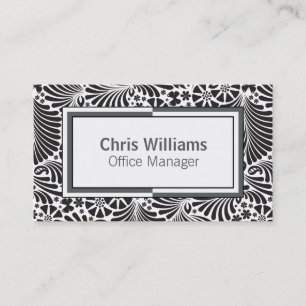 Black and White Floral Modern Professional Business Card