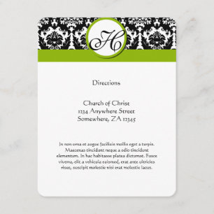 Black and White Floral Monogram Direction Enclosure Card