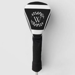 Black and White Floral Monogram Golf Head Cover