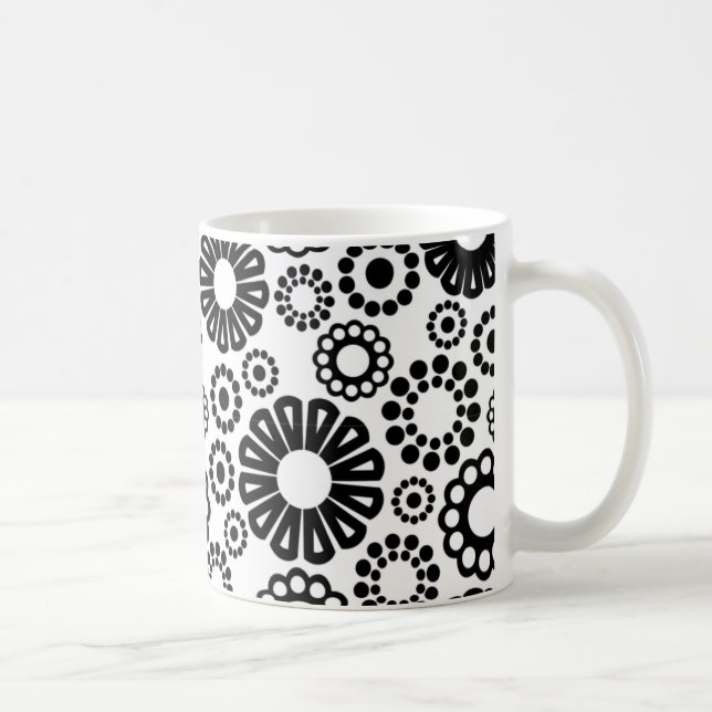 Black and white floral Mug (Right)
