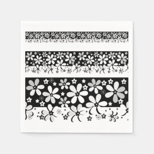 Black and white floral napkin