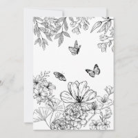 Black and White Floral Nature Pattern Minimalist
