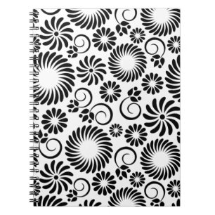 black and white floral Notebook