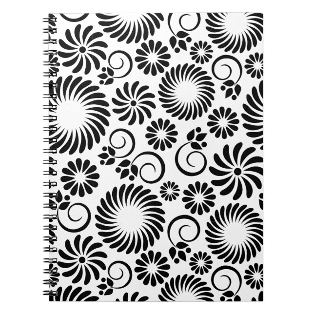 black and white floral Notebook (Front)