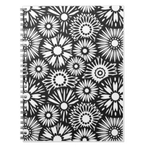 black and white floral Notebook