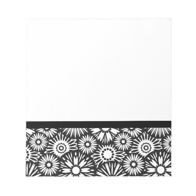 Black and white floral Notebook Notepad (Front)