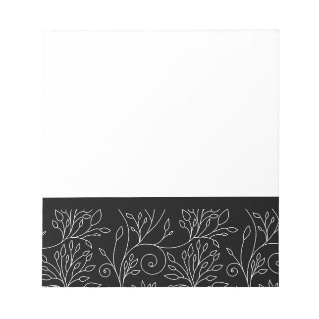 Black and white floral Notebook Notepad (Front)