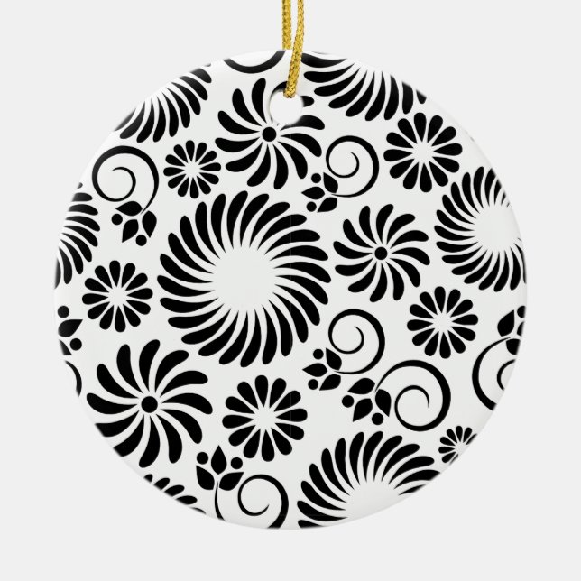 Black and white floral Ornament (Front)