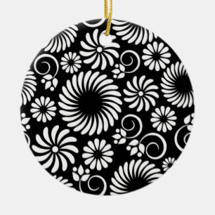 Black and white floral Ornament