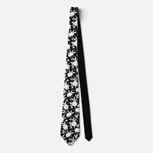 Black and White Floral Pattern Groomsmen Wedding Tie