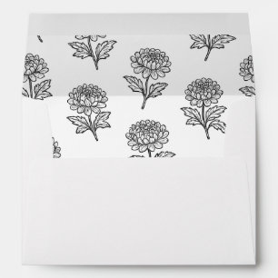 Black And White Floral Pattern Monochrome Wedding  Envelope
