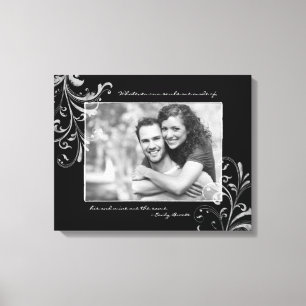 Black and White Floral Photo Template Picture Canvas Print