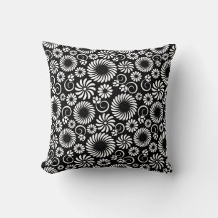 Black and white floral Pillow