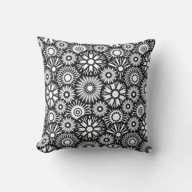 Black and white floral Pillow (Front)