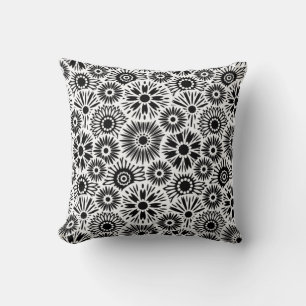Black and white floral Pillow