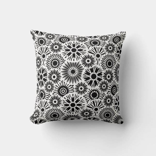 Black and white floral Pillow (Front)