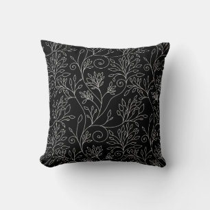 Black and white floral Pillow
