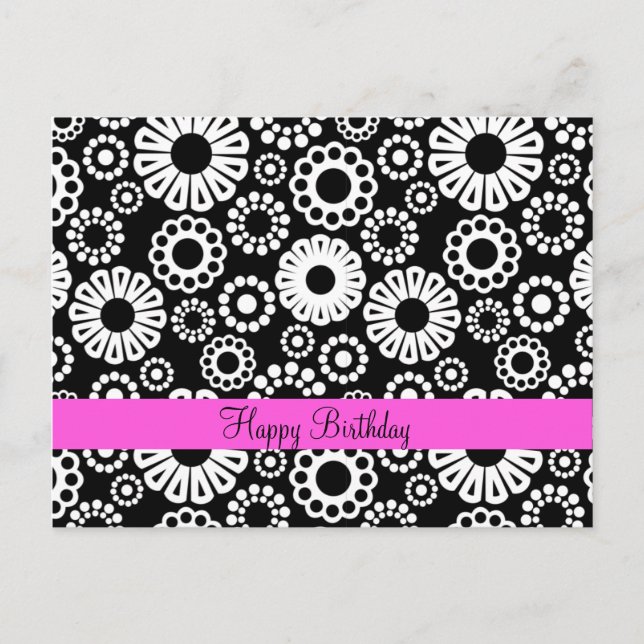 Black and white floral Postcard (Front)