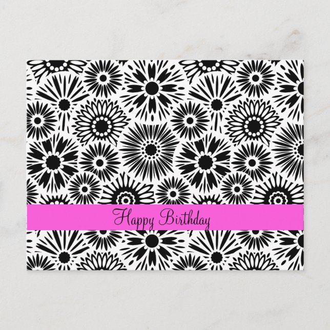 Black and white floral Postcard (Front)