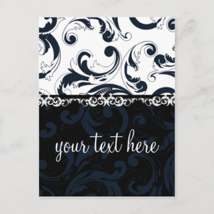 Black and White Floral Postcard