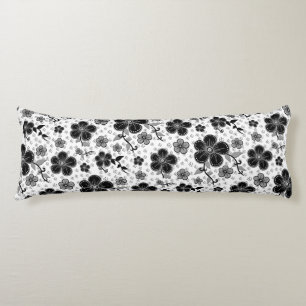 Black and White Floral Print Body Cushion