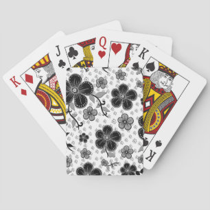 Black and White Floral Print Playing Cards