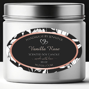 Black and White Floral Product Labels Rose Gold