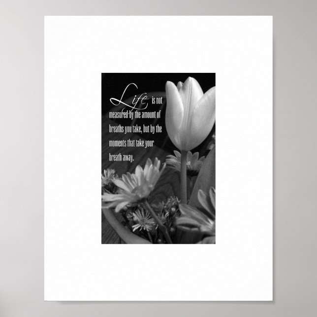 Black and White Floral Quote Wall Art (Front)