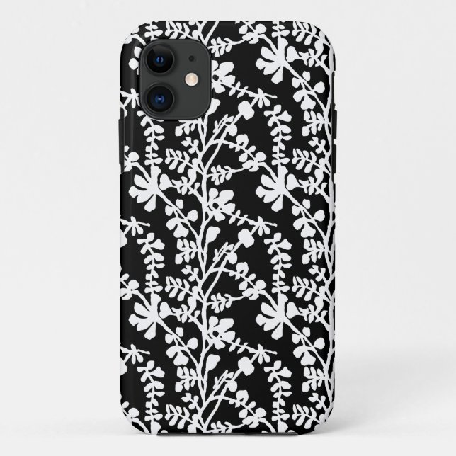 Black And White Floral Repeating Pattern Case-Mate iPhone Case (Back)