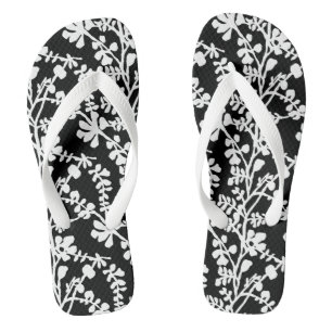 Black And White Floral Repeating Pattern Jandals