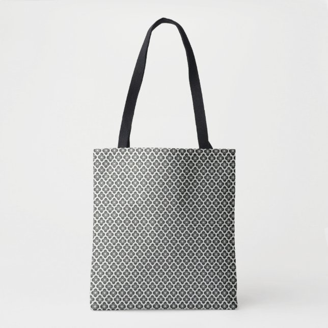 Black and White Floral Seamless Pattern Tote Bag (Front)