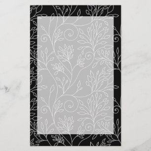 Black and white floral Stationery