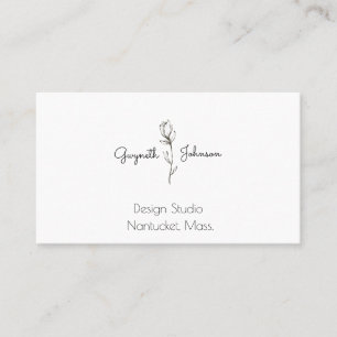 Black and White Floral Stem Business Card