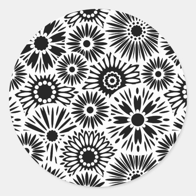 black and white floral Sticker (Front)