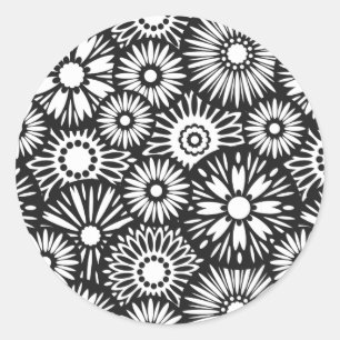 black and white floral Sticker