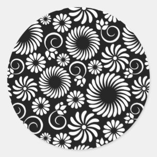 black and white floral Sticker