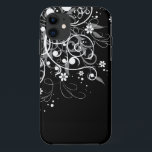 Black and White Floral Swirls Case-Mate iPhone Case<br><div class="desc">Black and White Floral Swirls iphone case</div>