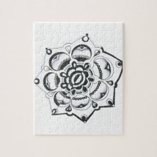 Black and White Floral Symmetry Jigsaw Puzzle